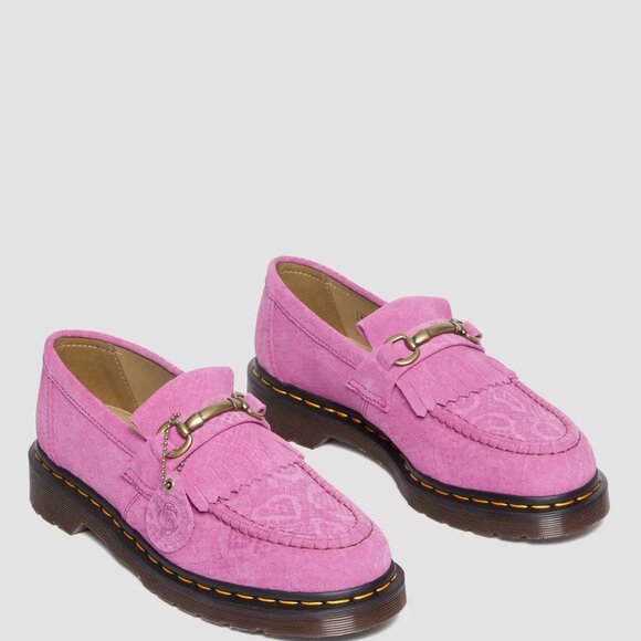 Dr. Martens Adrian Snaffle Repello Emboss Suede Kiltie Loafers Pink MENS SZ 10 - Picture 14 of 16